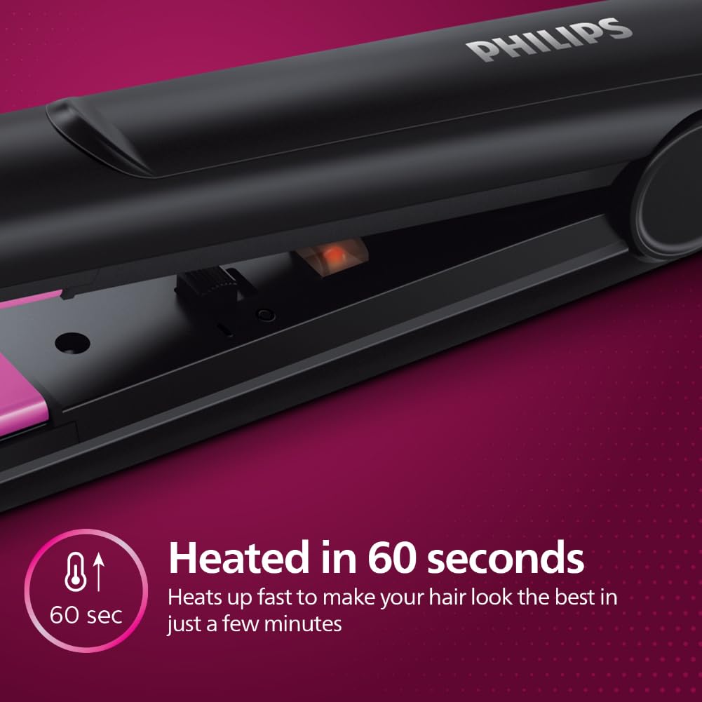 Philips India's No.1 Hair Styling Brand Selfie Hair Straightener, Minimized Heat Damage,SilkPro Care, Ceramic Plates,Smooth Shiny Straight Hair, 210°C Temp, Salon like Result | For Indian Hair, HP8302