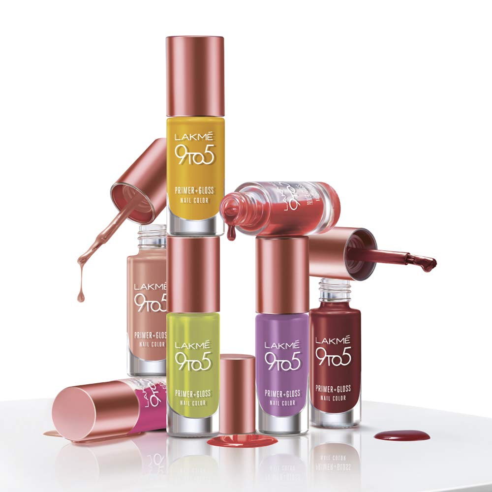 Lakmé 9 to 5 Primer + Gloss Nail Colour, Mustard Master, 6 ml