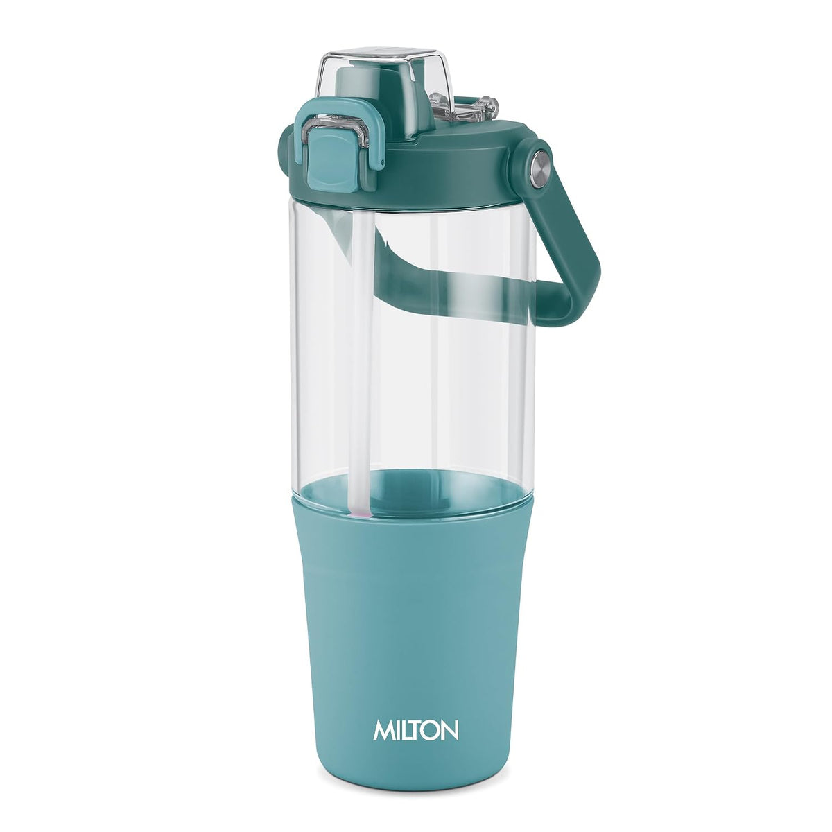 MILTON Summit 1200 2-in-1 Sip or Gulp Lid Tumbler 1200 ml | Plastic Water Bottle with Sturdy Handle & Straw | Leak-Proof, BPA-Free | Perfect for Office, Gym, Travel Tumbler for Men and Women,Sea Green