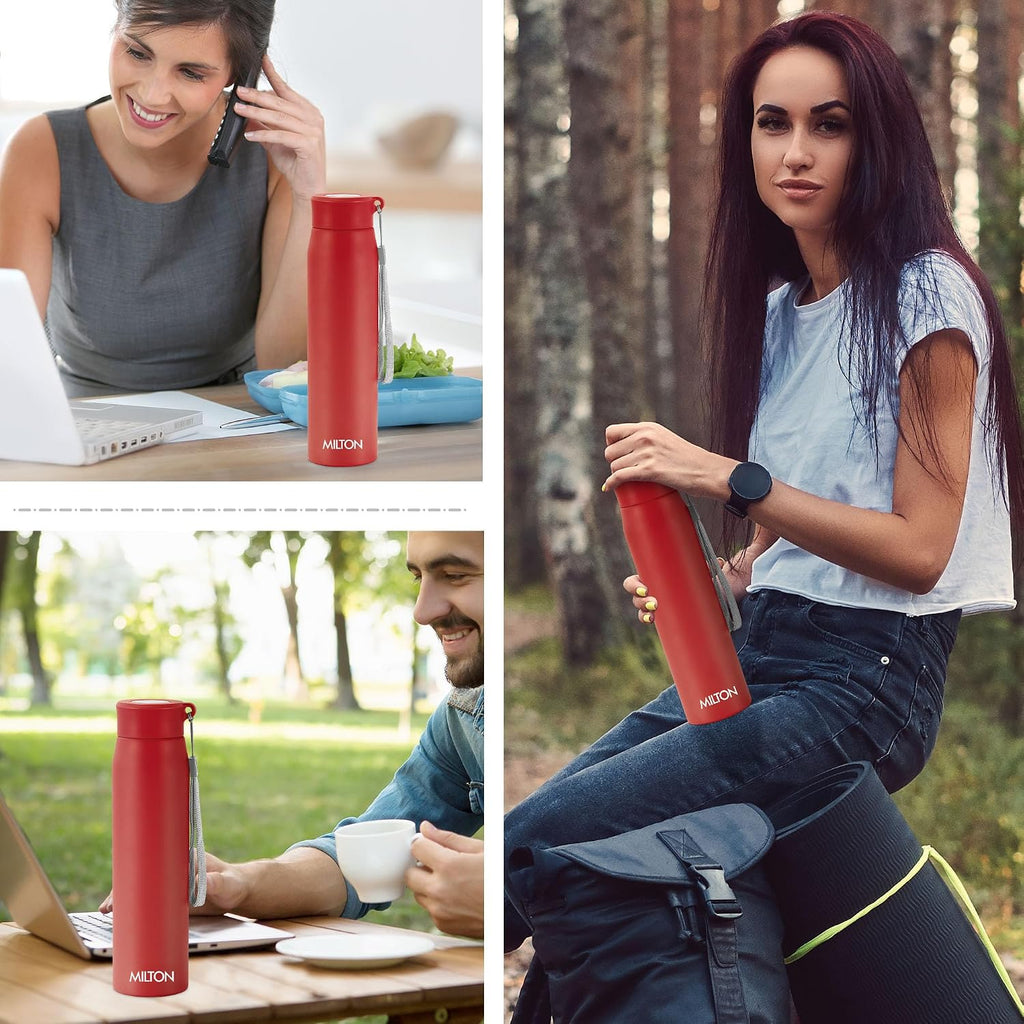MILTON Handy 850 Stainless Steel Sipper Water Bottle 780 ml, Single Walled, ISI Certified I Leak Proof Lid, Rust Proof I For School, Office, Gym I Red