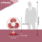 Bajaj Frore Neo Table Fan 400 MM | Table Fans For Home & Office | Aerodynamically Balanced Blades | 100% Copper Motor | High Air Delivery | 3-Speed Control | 2-Yr Warranty 【Red】