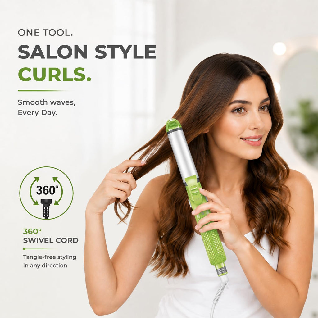 VGR 4-in-1 Hair Styler - Hair Straightener, Curler, Crimper, and Waving Tool with Ceramic Coating Plates & Adjustable Heat Settings | Uniform Heat Technology | 2-Year Warranty (V-569, Green)