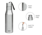 MILTON Super 1000 Stainless Steel Water Bottle 1000ml | Single Wall | Leak-Proof Lid, Rust-Free | ISI Certified | BPA-Free | For School, Office, Gym, Travel | Silver