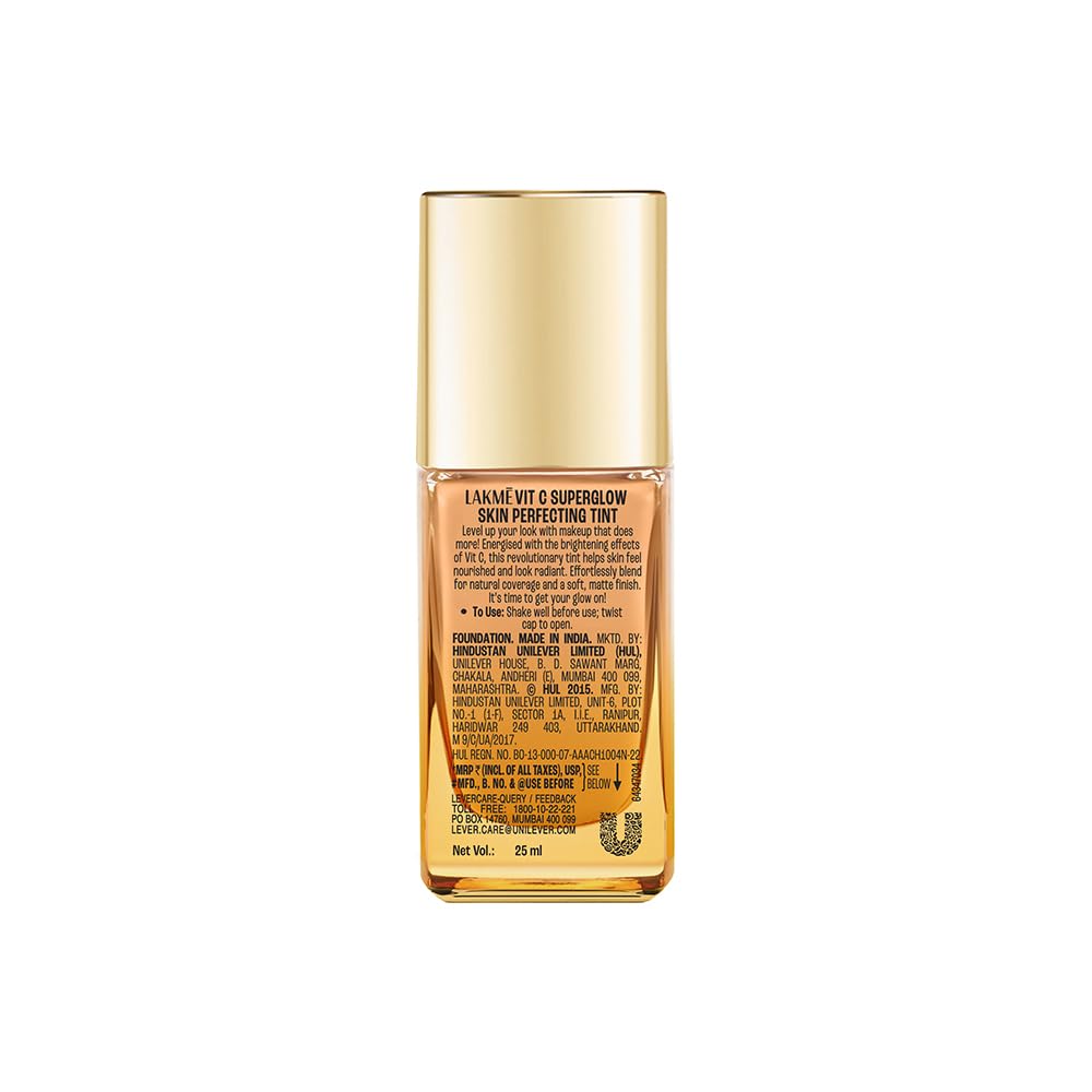 Lakme Makeup+Skincare VitC Superglow Skin Perfecting Tint Warm Natural W180 25ml