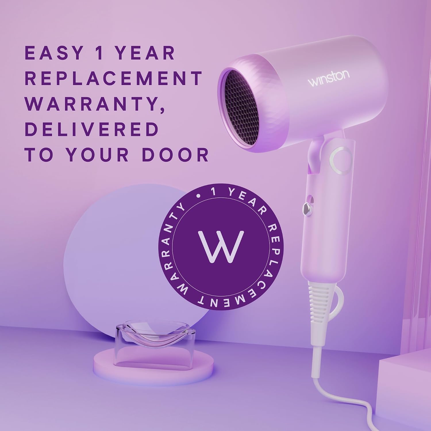 WINSTON Ionic Foldable Hair Dryer - 1200W | Compact, Foldable, and Damage-Free Drying Blow Dryer with Low Noise & Overheat Protection - 1 Year Warranty