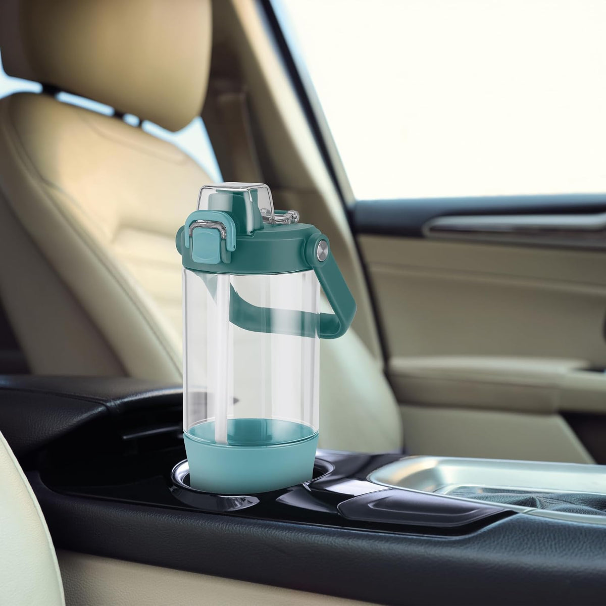 MILTON Summit 1200 2-in-1 Sip or Gulp Lid Tumbler 1200 ml | Plastic Water Bottle with Sturdy Handle & Straw | Leak-Proof, BPA-Free | Perfect for Office, Gym, Travel Tumbler for Men and Women,Sea Green