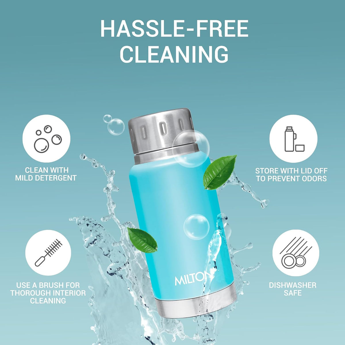 Milton Elfin 160 Thermosteel Water Bottle 160 ml, 24 Hr Hot and Cold I Leak Proof Lid, ISI Certified I Vacuum Insulated I for Office, Gym, School I Light Blue