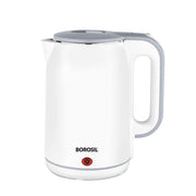 Borosil 1.8 L 1800W Cooltouch Multipurpose Electric Kettle | Auto Shut off | Wide Mouth | 304 Food Grade Stainless Steel with Double Wall Cooltouch Exterior | 1 year Warranty | White