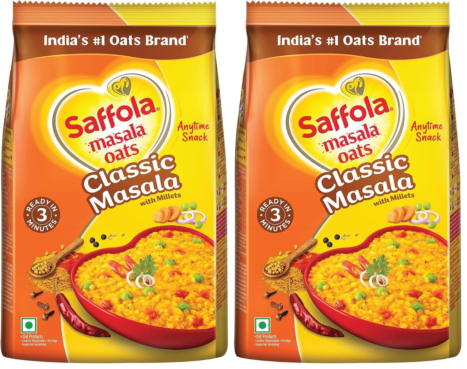 Saffola Masala Oats| 1kg (Pack of 2)