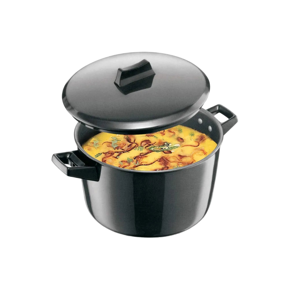 Hawkins Futura 5 Litre Cook n Serve Bowl, Hard Anodised Saucepan with Hard Anodised Lid, Sauce Pan for Cooking and Serving, Black (ACB50), Aluminium