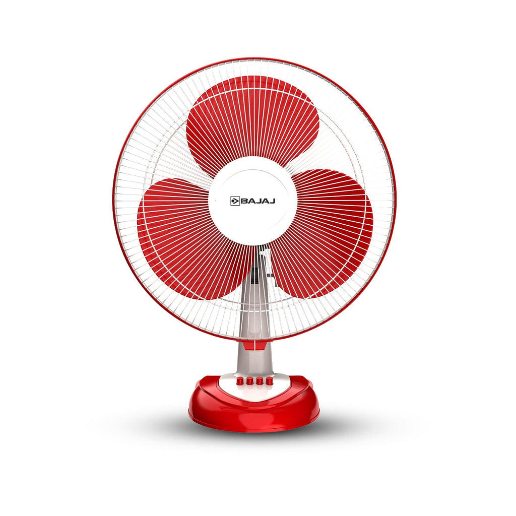Bajaj Frore Neo Table Fan 400 MM | Table Fans For Home & Office | Aerodynamically Balanced Blades | 100% Copper Motor | High Air Delivery | 3-Speed Control | 2-Yr Warranty 【Red】