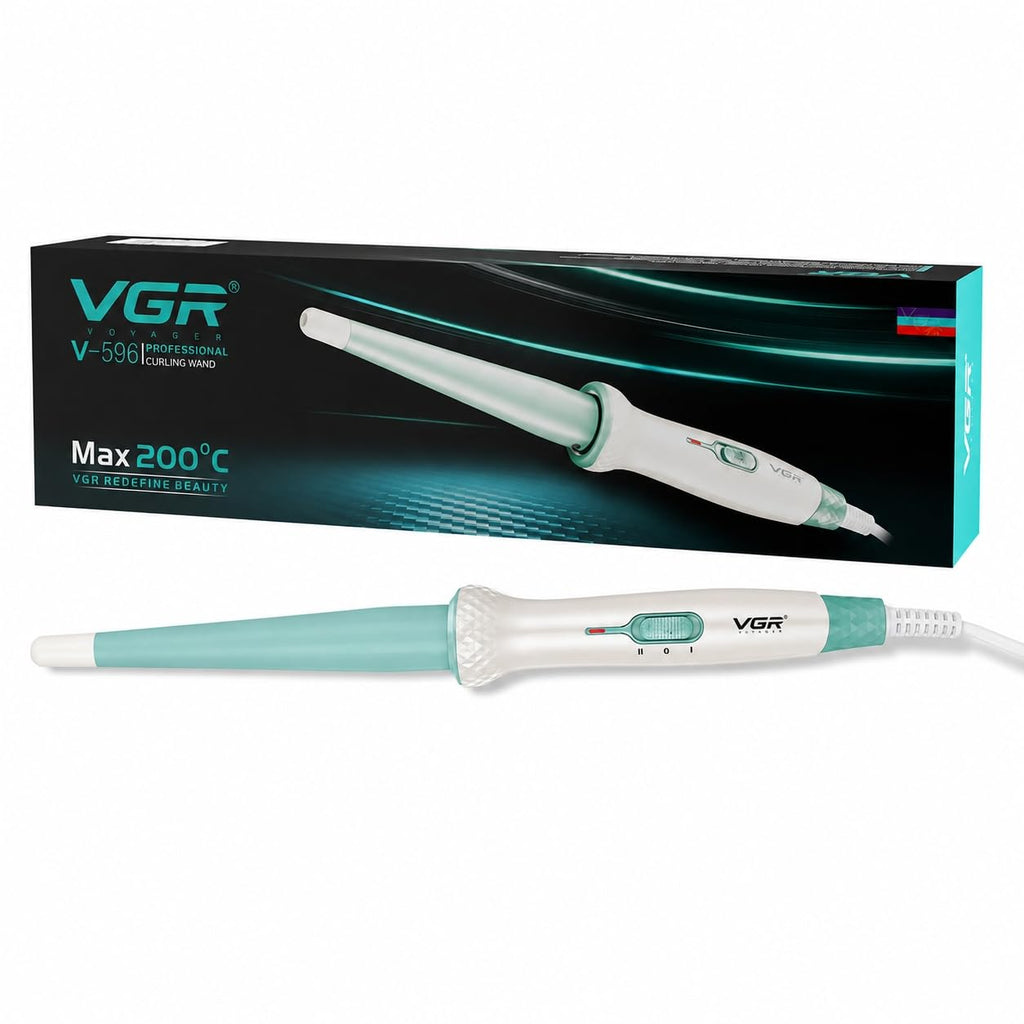 VGR V-596 Professional Curling Wand with 25MM Ceramic Coated Barrel, Fast PTC Heating, Dual Temperature Control Up to 200°C, Cool Touch Tip, Hair Curler Iron for Women, Long Lasting Curls, Green (Green)