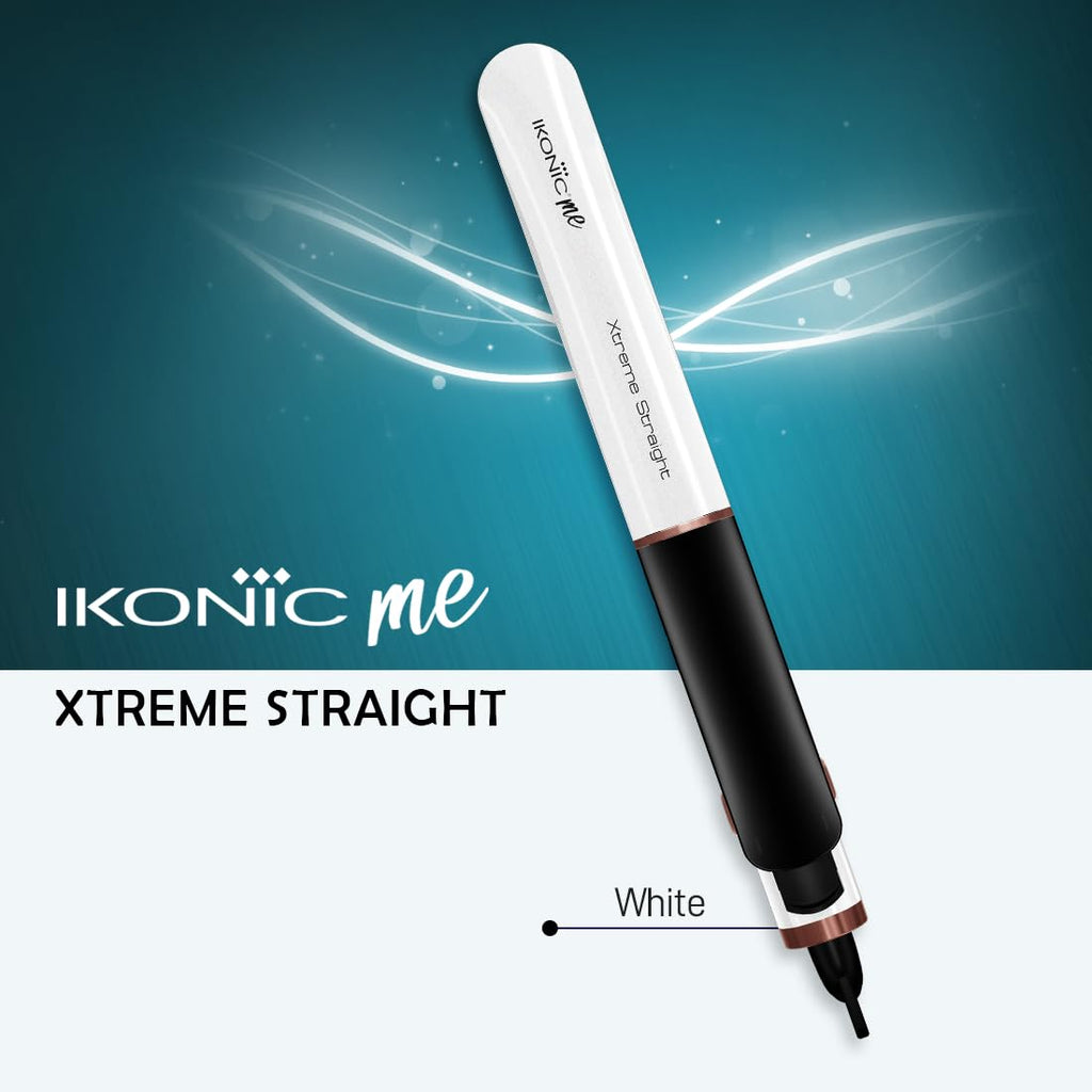 IKONIC Me Xtreme Hair Straightening Machine for Unisex|Quick Heating Ceramic Floating Plate|Digital Temperature Display Straightener Curler Styling Tool|360° Cord|Frizz-Free Shiny Salon Finish-Pearl
