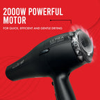 Ikonic Me Ultralight Professional Hair Dryer 2000 Watts With Nozzle, Diffuser, Hot And Cold Air Feauture, 2 Speed 3 Heat Settings With Cool Shot, Hanging Loop, For Both Men And Women, Suitable For All Hair Types, 1 Yr Warranty Black