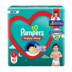 Pampers Happy Sleep Pant Style Baby Diapers, Large (L), 40 Count, 1 Pampers = 1 Night Sleep, with Anti Rash Shield, 9-14 Kg Diapers
