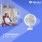 Bajaj Esteem 400 MM Table Fan | Table Fan For Kitchen & Home | High Air Thrust | High Speed | Overload Thermal Protection | Full Copper Motor | Silent Operation | 1-Yr Warranty 【White】