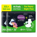 Evereve Ultra-Thin Nights Sanitary Pads for Women, XXL+ 360mm, 60% Longer & Wider Back, Soft & Breathable, Rash-Free Comfort, 2X Faster Absorption, Dry Feel Protection, Heavy Flow Night Use, Pack of 22x2