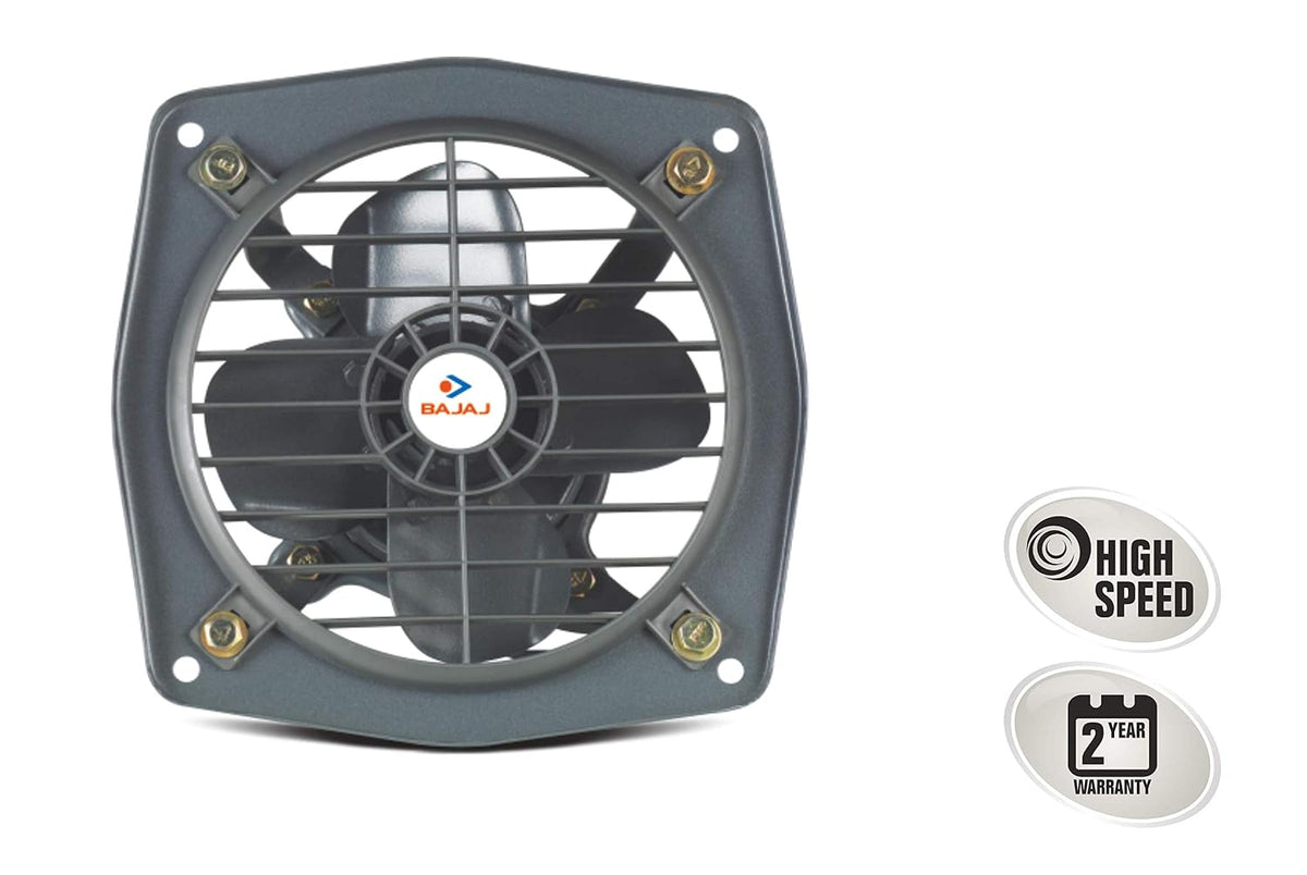 Bajaj Bahar 150 MM Exhaust Fan | High Speed | High Air Delivery | Strong Metal Body | Low Energy Consumption | Easy To Mount | 2 Yrs Warranty 【Metallic Grey】