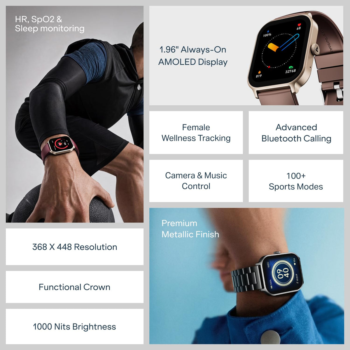 boAt Ultima Ember 2 Smartwatch, 1.96” AMOLED Display, Ultra Bright 1000 nits Brightness, AOD, Personalized Fitness Nudges, Functional Crown, 100+ Sports Mode smartwatch for Men & Women (Velvet Wine)