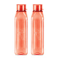 MILTON Prime Water Bottles Pack of 2, 1 Litre Each, Red, Reusable Plastic Fridge Bottle Set, BPA Free and Leak Proof Waterbottles for School, Travel, Work