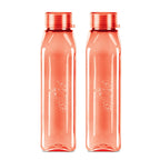 MILTON Prime Water Bottles Pack of 2, 1 Litre Each, Red, Reusable Plastic Fridge Bottle Set, BPA Free and Leak Proof Waterbottles for School, Travel, Work