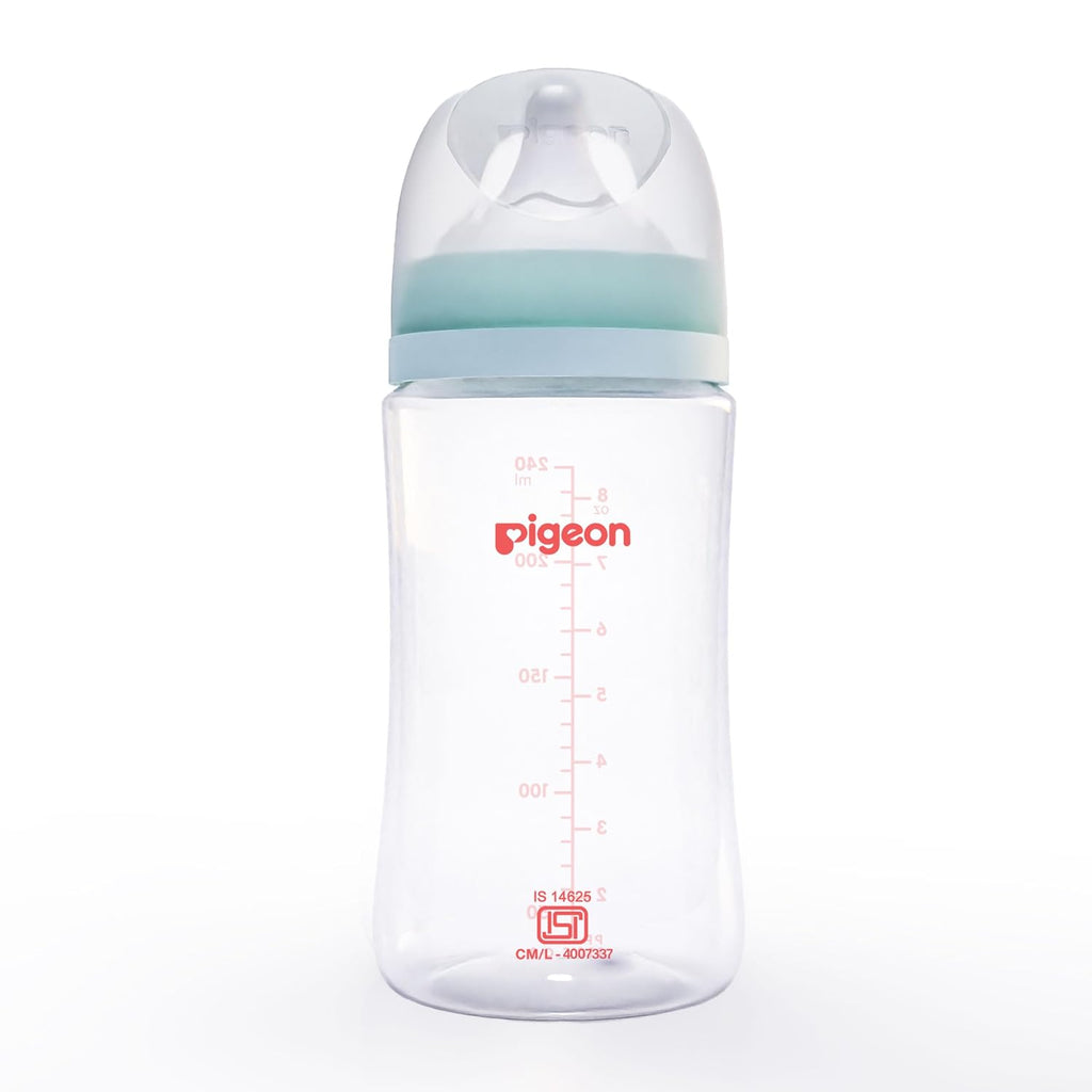 Pigeon WN3 PP Nursing Bottle 240ml with Plus Type Green Nipple Plastic Anti-Colic, Safe & Durable