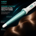 VGR V-596 Professional Curling Wand with 25MM Ceramic Coated Barrel, Fast PTC Heating, Dual Temperature Control Up to 200°C, Cool Touch Tip, Hair Curler Iron for Women, Long Lasting Curls, Green (Green)