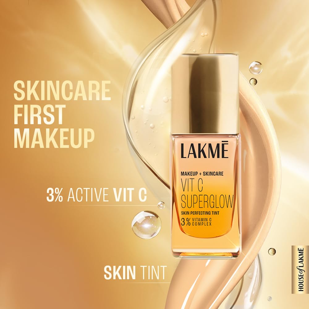 Lakme Makeup+Skincare VitC Superglow Skin Perfecting Tint Warm Sand W160 25ml