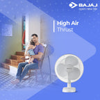 Bajaj Esteem 400 MM Table Fan | Table Fan For Kitchen & Home | High Air Thrust | High Speed | Overload Thermal Protection | Full Copper Motor | Silent Operation | 1-Yr Warranty 【White】