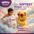 Teddyy Premium Baby Diaper L size, Pant Style | Large (9-14 kg), 64 Pants | Butter Soft Feel, Anti-Rash with Aloe Vera, 12 Hours Dryness Lock