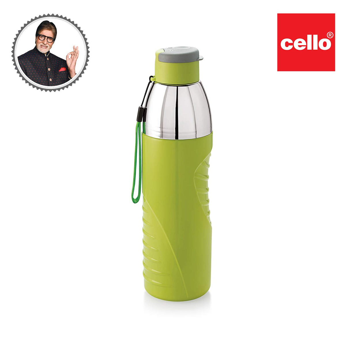 Cello Puro Gliss Insulated Water Bottle, 900 ML, Green (Plastic)