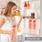 MILTON Prime Water Bottles Pack of 2, 1 Litre Each, Red, Reusable Plastic Fridge Bottle Set, BPA Free and Leak Proof Waterbottles for School, Travel, Work