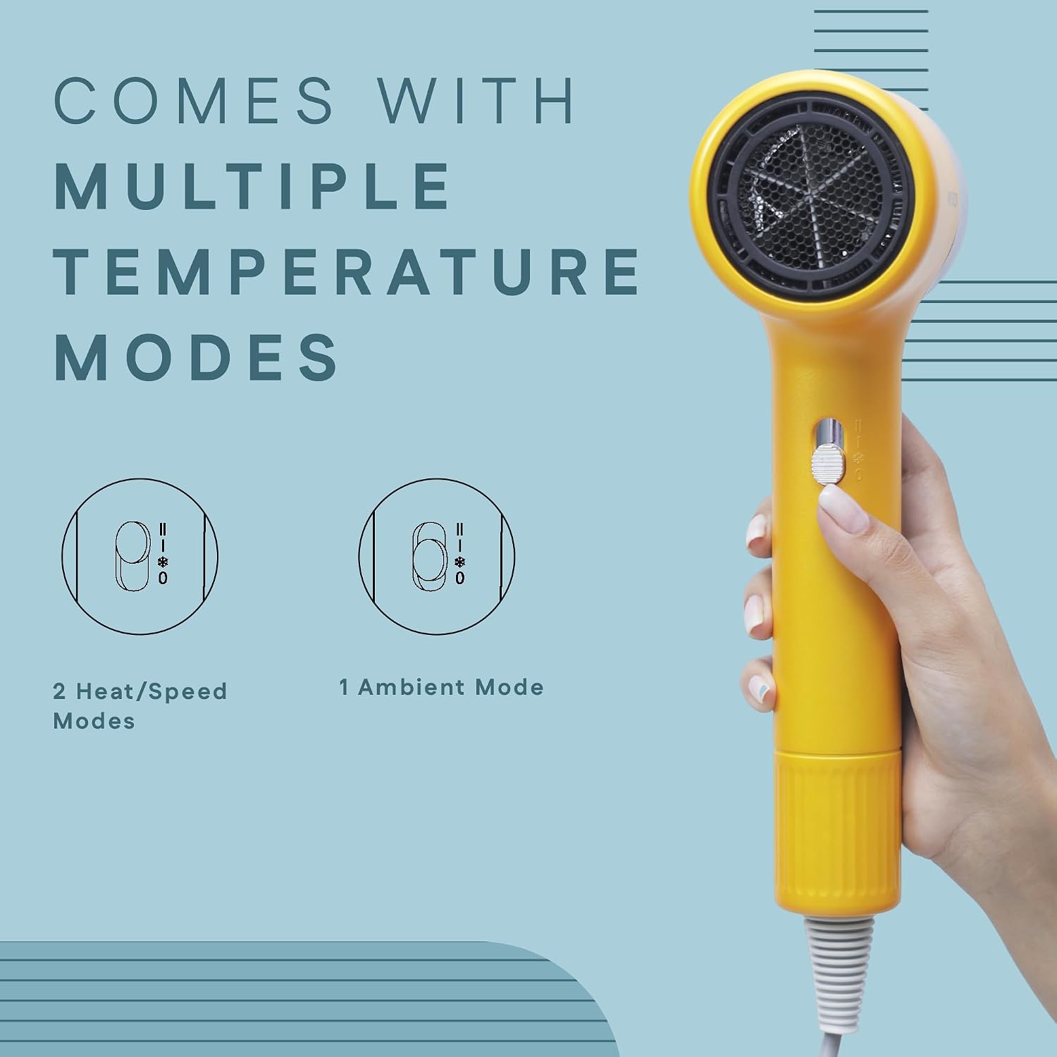 Winston Turbo X Hair Dryer 1600W for Men and Women, Compact and Fast Drying with 3 Speed/ 2 Heat Settings with Low Noise & Overheat Protection - All Hair Types