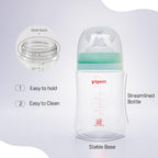 Pigeon WN3 PP Nursing Bottle 240ml with Plus Type Green Nipple Plastic Anti-Colic, Safe & Durable