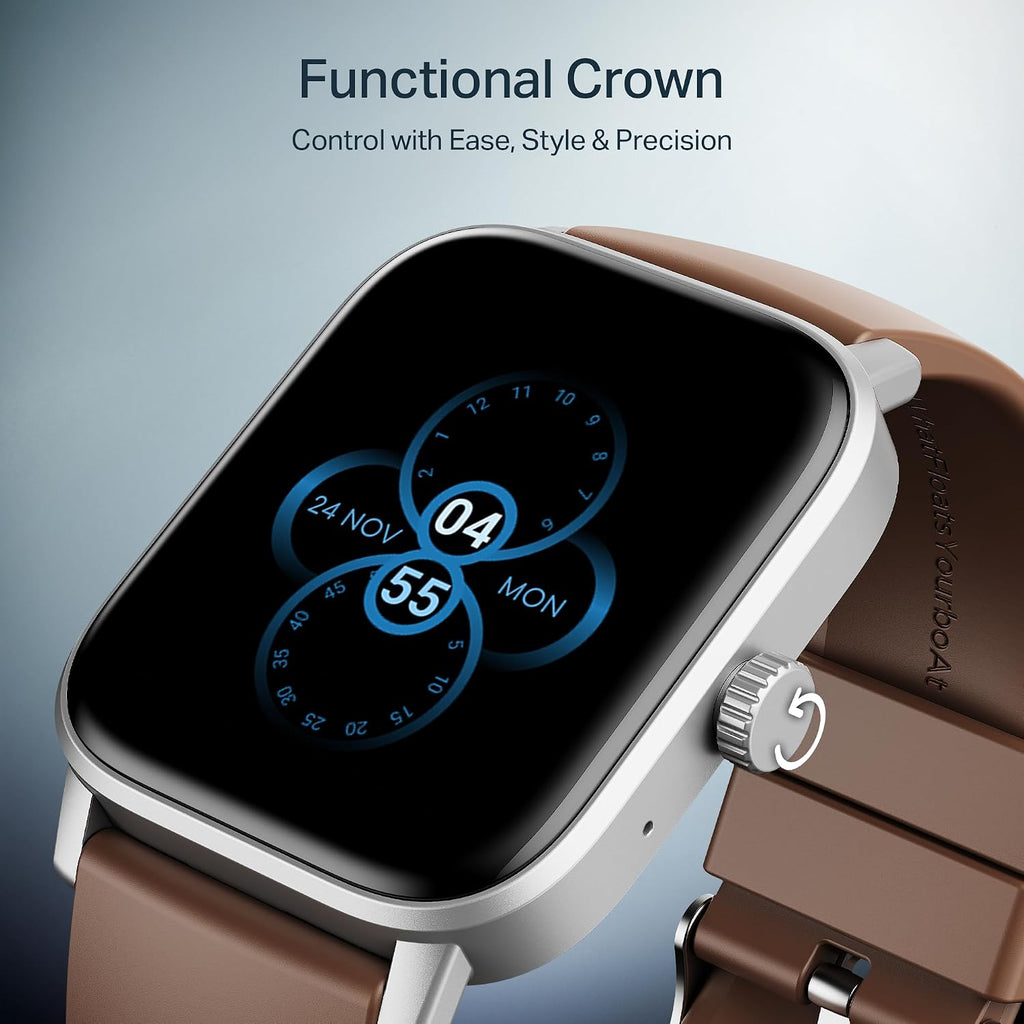 boAt Wave Call 3 Smartwatch 1.83” HD Display with Animated Watch Faces; BT Calling, Functional Crown, Multiple Sports Modes, IP68, HR, SpO2 Monitor, Smart Watches for Men & Women (Timber Brown)