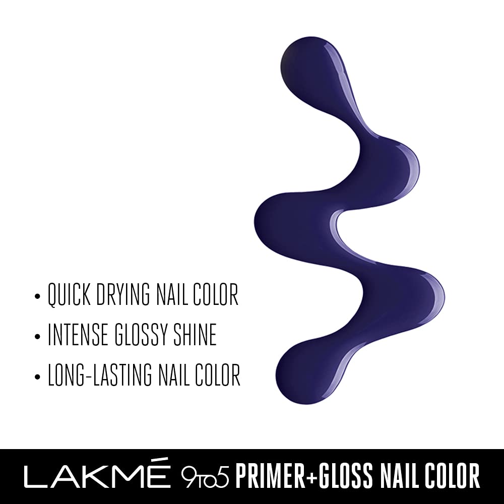 LAKMÉ 9To5 Primer + Glossy Finish Nail Colour|| Summer Blue||6 Ml