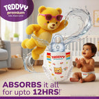 Teddyy Premium Baby Diaper L size, Pant Style | Large (9-14 kg), 64 Pants | Butter Soft Feel, Anti-Rash with Aloe Vera, 12 Hours Dryness Lock