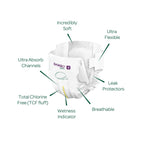 Bambo Nature Premium Baby Tape Diapers for Baby Large Size (7-14 Kgs), Super Absorbent, Breathable, Extra Soft, Dermatologically Tested Toddler Nappies, Bamboo Diaper With Wetness Indicator, 72 Count