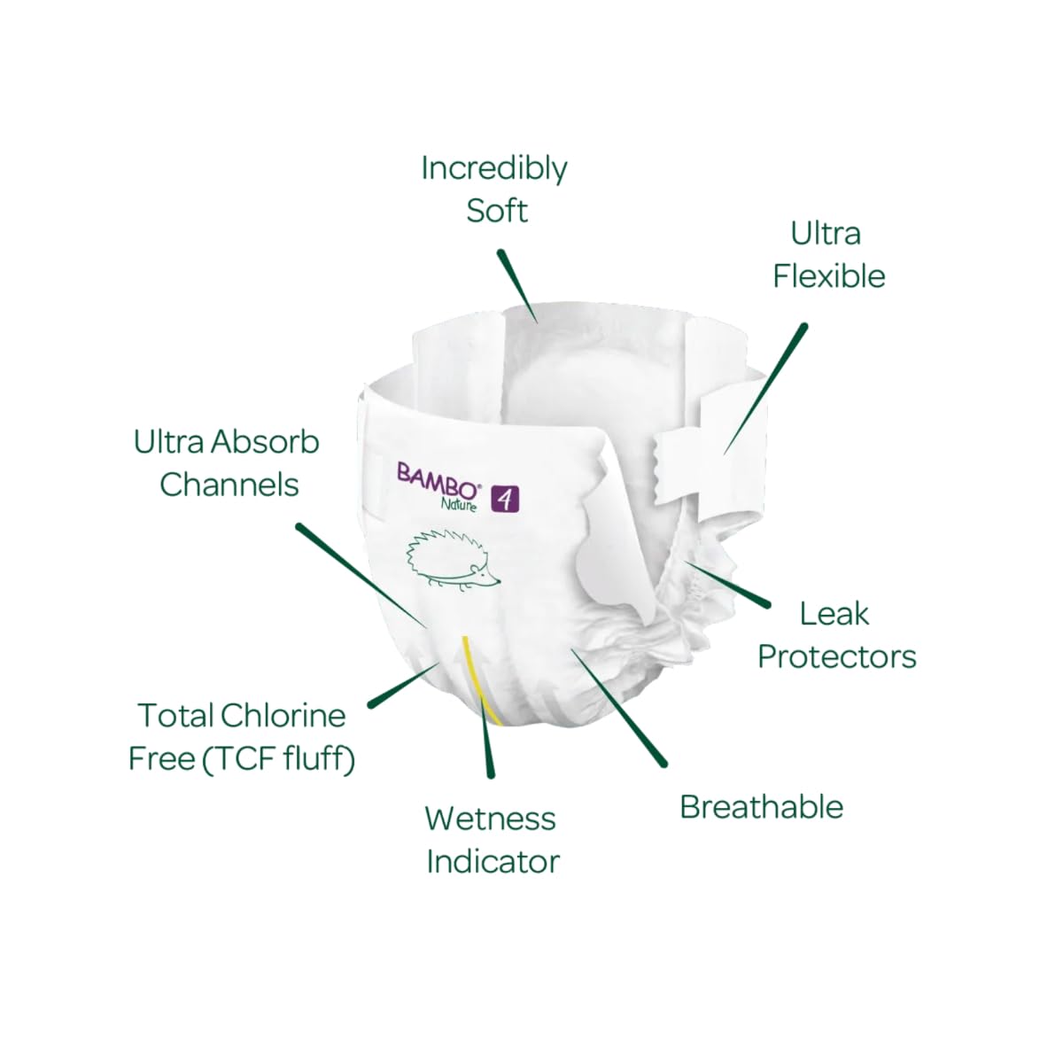 Bambo Nature Premium Baby Tape Diapers for Baby Large Size (7-14 Kgs), Super Absorbent, Breathable, Extra Soft, Dermatologically Tested Toddler Nappies, Bamboo Diaper With Wetness Indicator, 72 Count