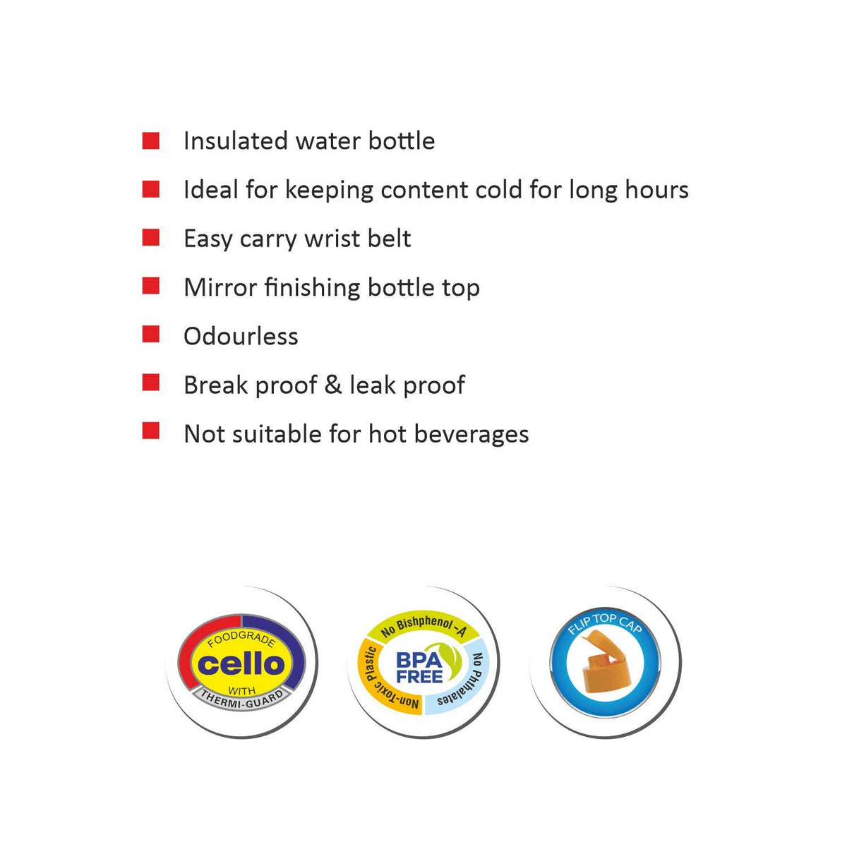 Cello Puro Gliss Insulated Water Bottle, 900 ML, Green (Plastic)