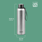 Milton Aura 1000 Thermosteel Water Bottle, 24 Hr Hot and Cold I Leak Proof Lid, ISI Certified I Vacuum Insulated I for Office, Gym, School I Silver
