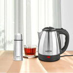 Milton Go Electro Stainless Steel Electric Kettle 1500+Flip Lid 350 Thermosteel Bottle, Super Fast Boiling with 3X Protection Kettle-Overheat, Dry Boil Protection, Leak Proof, Vacuum Insulated, Silver
