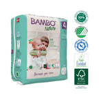 Bambo Nature Premium Baby Tape Diapers for Baby Large Size (7-14 Kgs), Super Absorbent, Breathable, Extra Soft, Dermatologically Tested Toddler Nappies, Bamboo Diaper With Wetness Indicator, 72 Count