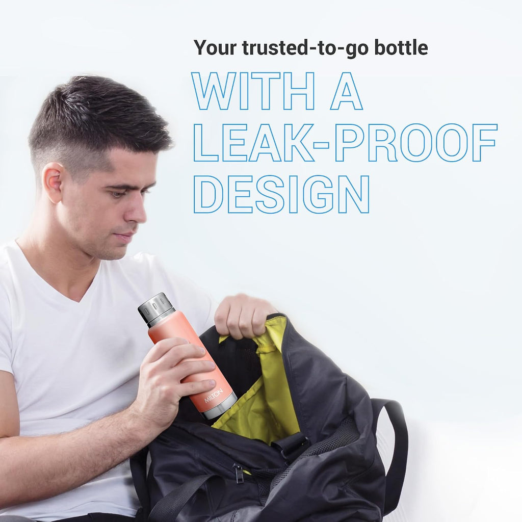 Milton Elfin 160 Thermosteel Water Bottle 160 ml, 24 Hr Hot and Cold I Leak Proof Lid, ISI Certified I Vacuum Insulated I for Office, Gym, School I Peach