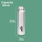 MILTON Aqua 1000 Stainless Steel Water Bottle, 920 ml, Silver | Leak Proof | Office Bottle | Gym Bottle | Home | Kitchen | Hiking | Treking, Travel (Pack of 1)