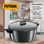 Hawkins Futura 6 Litre Cook n Serve Bowl, Hard Anodised Saucepan with Hard Anodised Lid, Sauce Pan for Cooking and Serving, Black (ACB60)