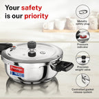 Prestige 3.5 Litre Triply Svachh Outerlid Pressure Cooker|Deep lid for spillage control|Gas & Induction Compatible|Triply body for even heating|Gasket Release System|5 Years warranty|ISI certified