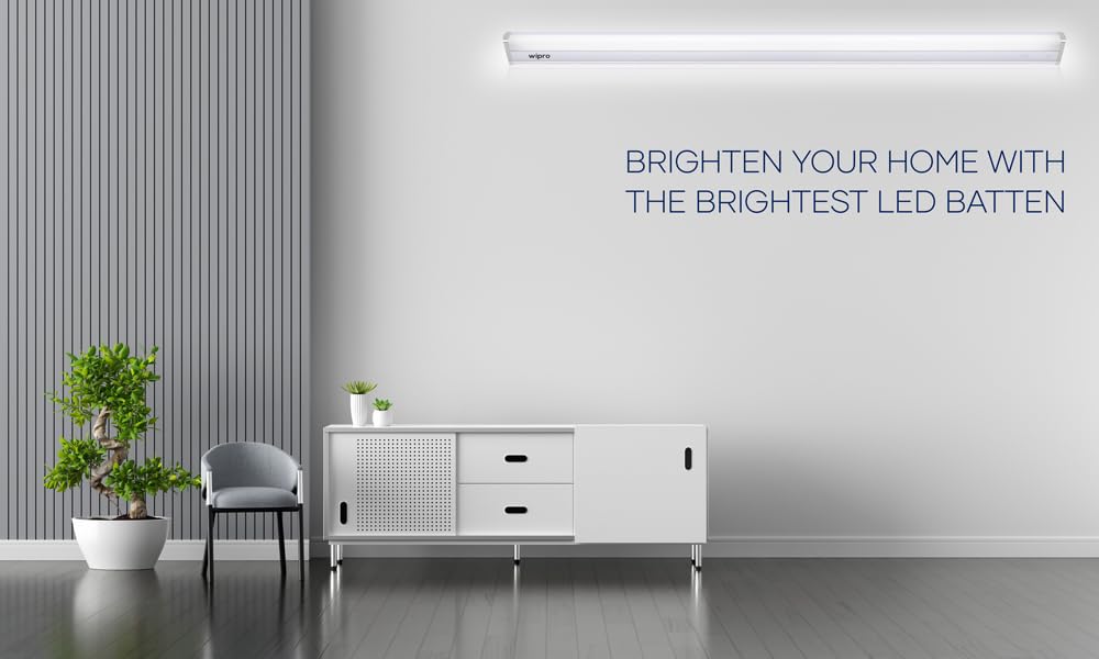 wipro Garnet 30W LED Batten for Living Room & Bedroom | Bright & Energy Efficient Tubelight for Home | Cool Day Light (6500K) with UPTO 2500 lumen|4Feet, Pack of 6