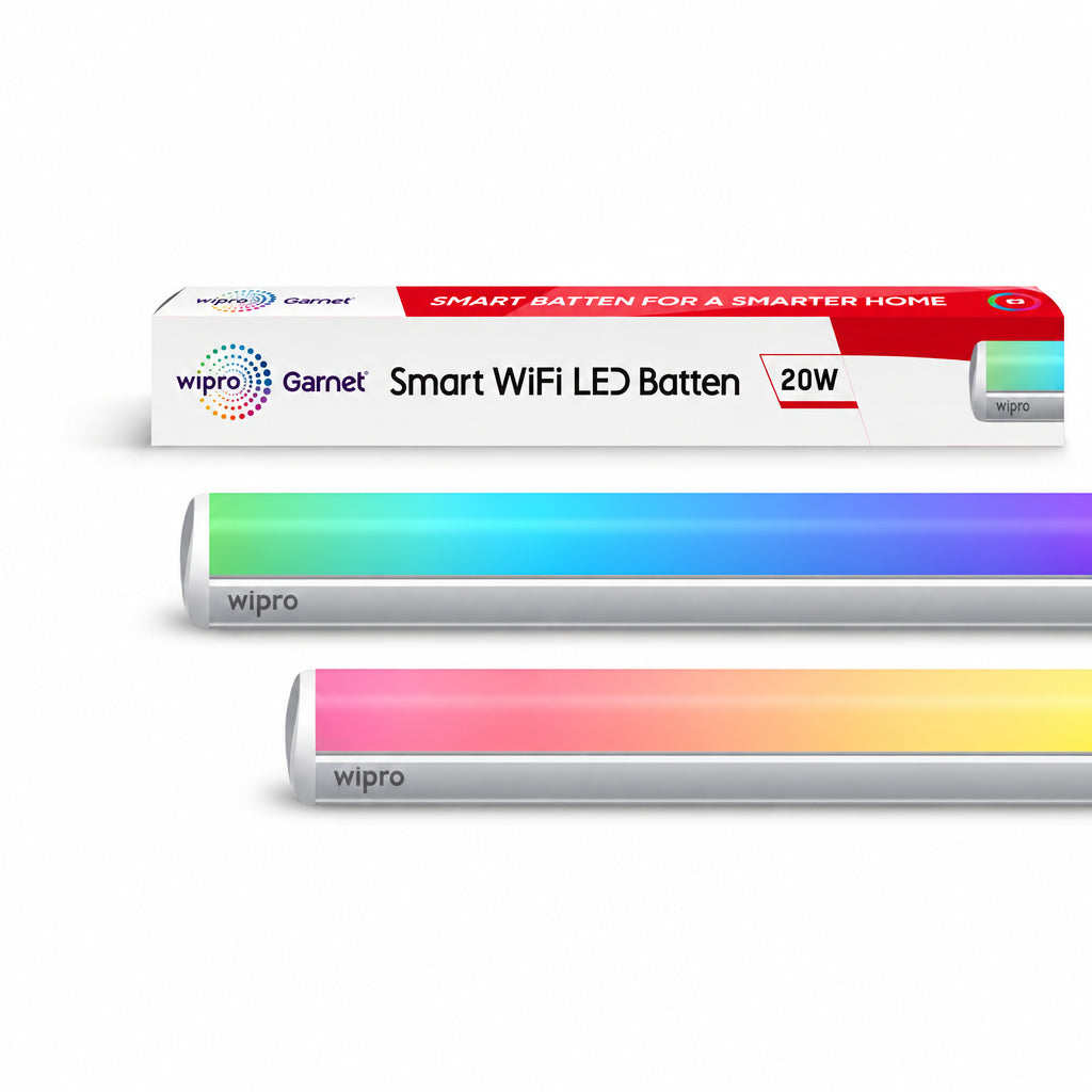 wipro Next Smart Wi-Fi 20W CCT+RGB LED Batten | 16 Million Colours | White Tunable | Dimmable |Scheduling |Scene Creation |Smart Grouping of Lights |Amazon Alexa & Google Asst. Compatible |Pack of 1