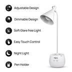 wipro Orion 6w Rechargeable LED Table Lamp- 3 Grade Dimming and Night Light (E20002)
